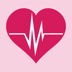 Heart with heartbeat line. Healthcare concept of heartbeat pulse line vector icon
