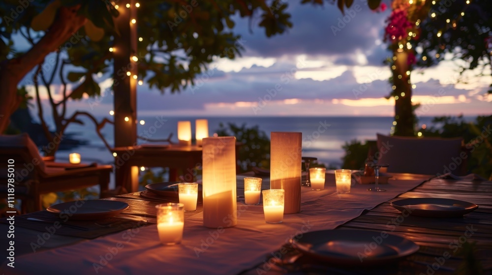 Poster the gentle breeze carries the warm glow of the candles creating a serene and intimate environment fo