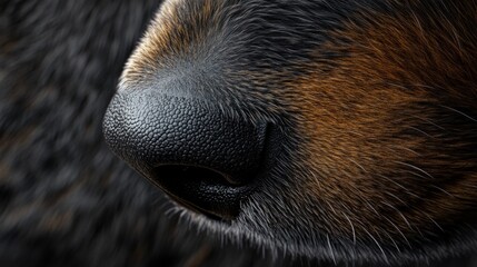 Close-up of a Dog's Nose and Fur: A Detailed Macro Photograph
