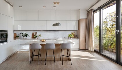 How to Create a Seamless Transition Between Your White and Neutral Contemporary Kitchen and Dining Area for Cohesion
