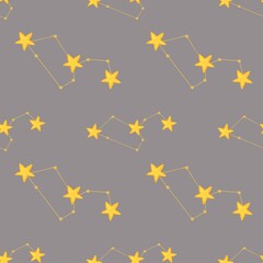 Small Leo Zodiac Constellations Design Seamless Pattern on a Gray Background