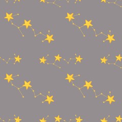 Small Scorpio Zodiac Constellations Design Seamless Pattern on a Gray Background