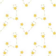 Small Pisces Zodiac Constellations Design Seamless Pattern on a White Background