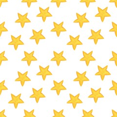 Starry Night Seamless Pattern on a White Background