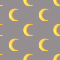 Fototapeta premium Moon Seamless Pattern on a Gray Background