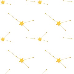 Small Cancer Zodiac Constellations Design Seamless Pattern on a White Background