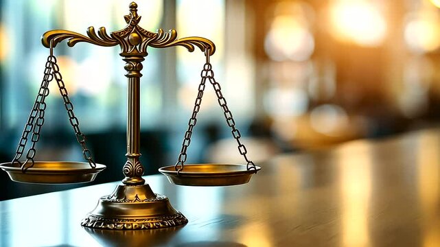 Golden scales of justice resting precisely on a white background, exuding a sense of order, clarity, and the ideals of fairness within the judiciary