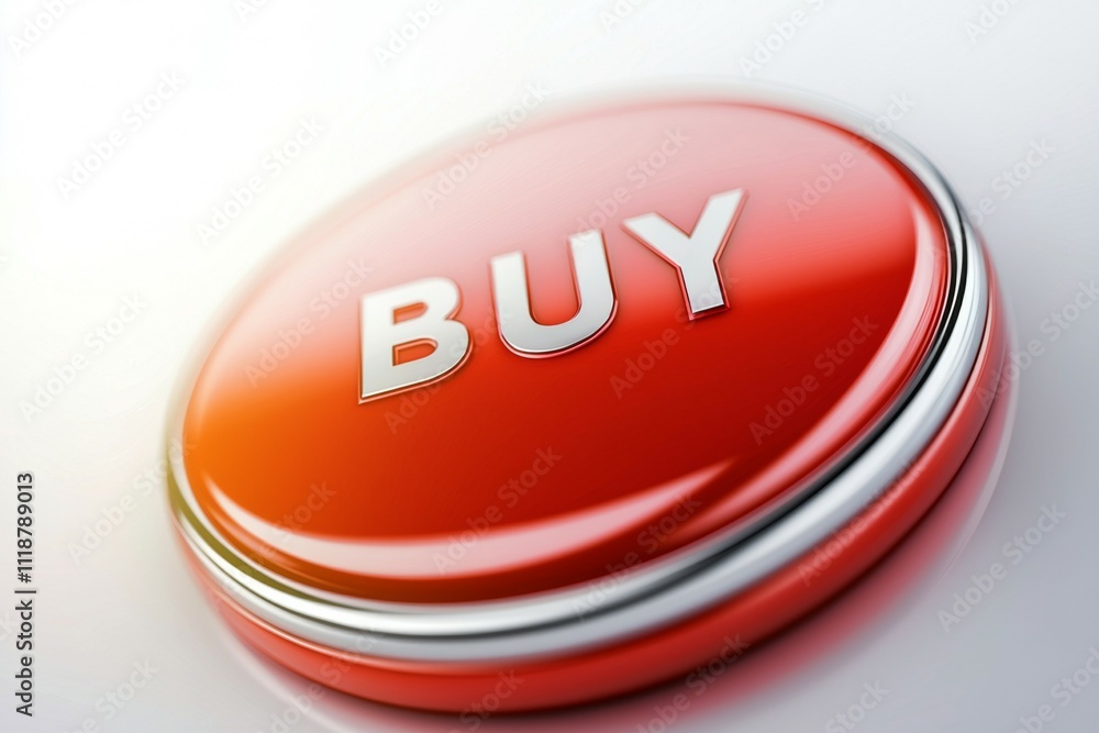 Poster a red button with the word buy on it