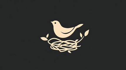 Artistic bird logo emphasizing clean and minimal nest concept image