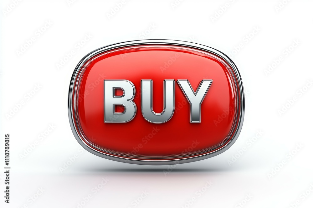 Poster a red button with the word buy on it