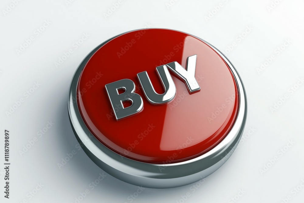 Poster a red button with the word buy on it
