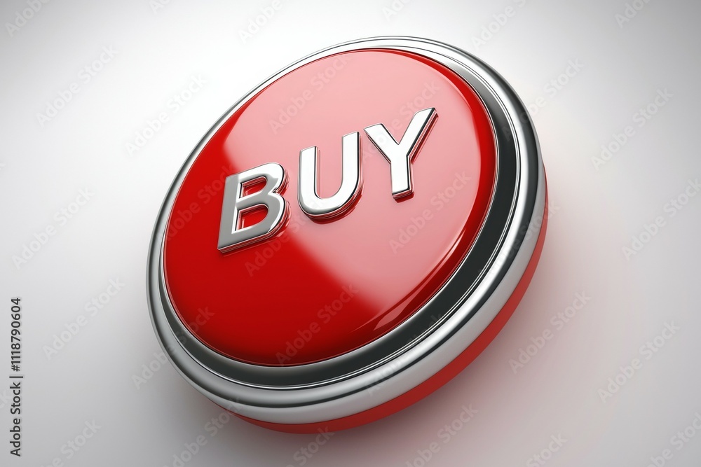 Poster a red button with the word buy on it
