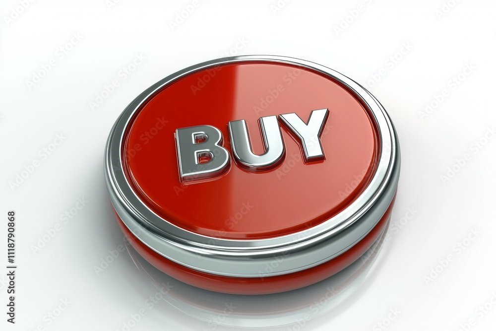 Poster a red button with the word buy on it