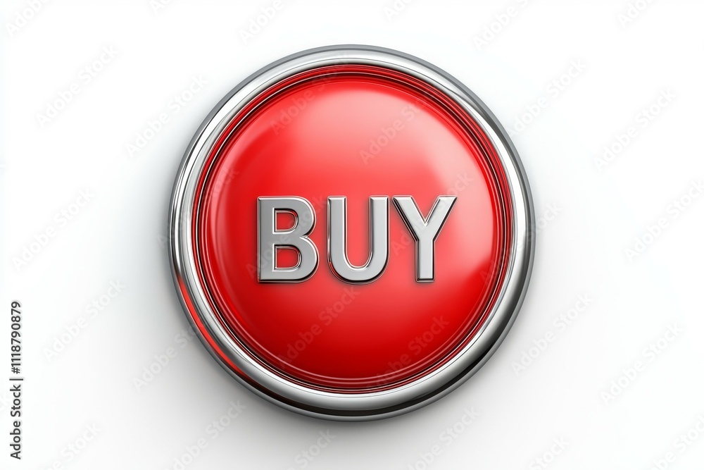 Poster a red button with the word buy on it