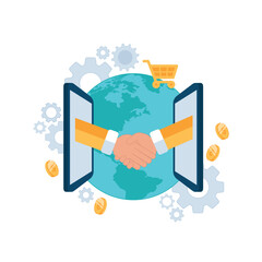 Web Vector Illustrations. Online shopping. Design graphic elements, signs, symbols. Mobile marketing and digital marketing. Buy online. Pay per click