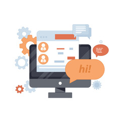 Social networking concept icon. Social media concept banner. Flat style minimal vector illustration isolated on white background.