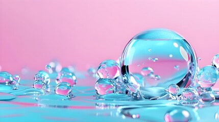 Aqua Sphere Bubbles Pink Background