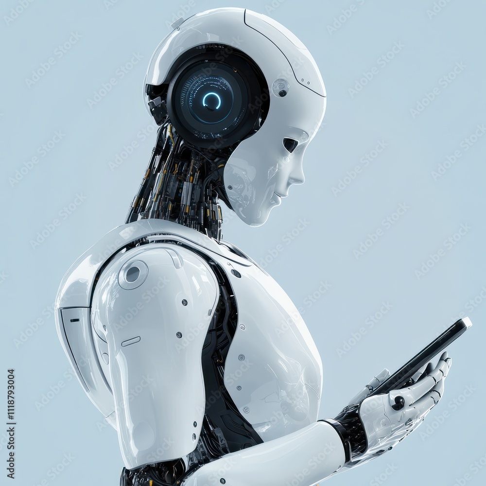 Poster customers using smartphone technology chat concept ai artificial intelligence intelligent digital ch