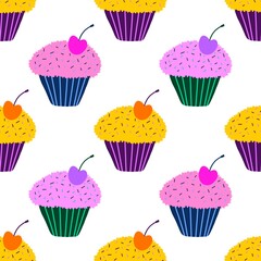 Birthday cake party seamless gift pattern for wrapping paper and fabrics