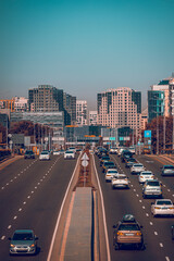 traffic at the summer of the city almaty
