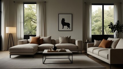 Fototapeta premium modern living room corner with minimalist furniture
