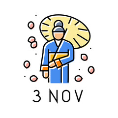 culture day japanese holiday color icon vector. culture day japanese holiday sign. isolated symbol illustration