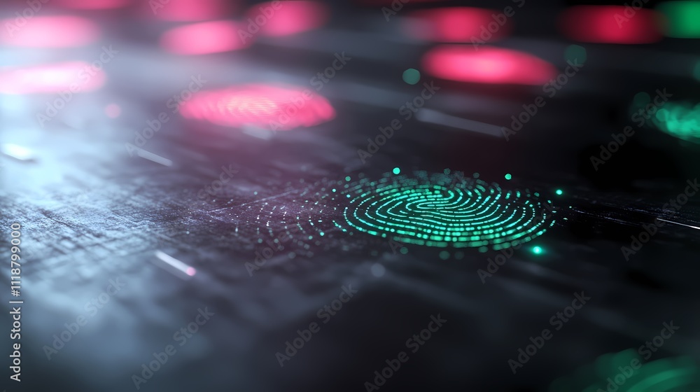 Aufkleber futuristic fingerprint scan on digital surface.