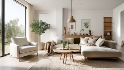 Neutral Living Room with Statement Rug