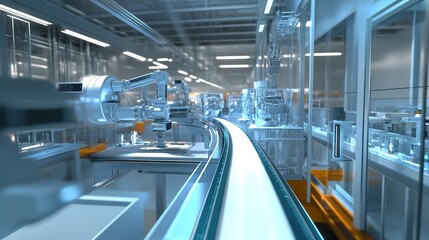 Obraz premium A fully automated factory where AI-powered machinery creates advanced, high-tech products.