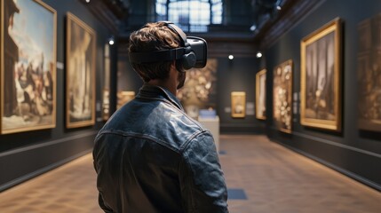 Fototapeta premium Visitor with augmented reality in museum