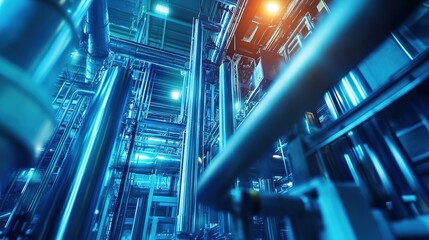 A high-tech industrial machinery system operating in a modern factory.