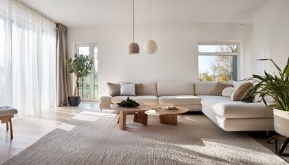 Fototapeta premium White and Neutral Living Room Decorating Ideas for a Budget-Friendly Home