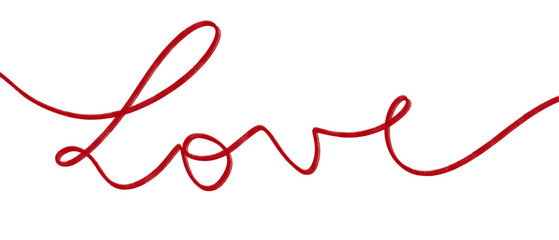 hand written one line word LOVE 