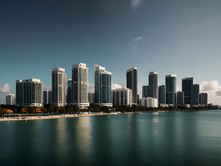 Obraz premium Skyline of Miami, Florida - Iconic High-Rises and Coastal Charm