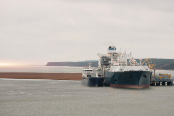 LNG SNG Ship-To-Ship Transfer Operation In The Harbour