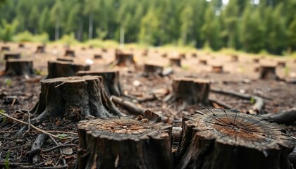 Forest Clearing Tree Stumps Deforestation Nature Ecology