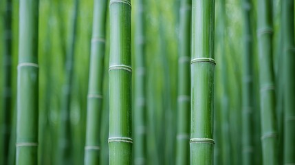Fototapeta premium Lush Green Bamboo Forest with Tall Stalks in Natural Setting