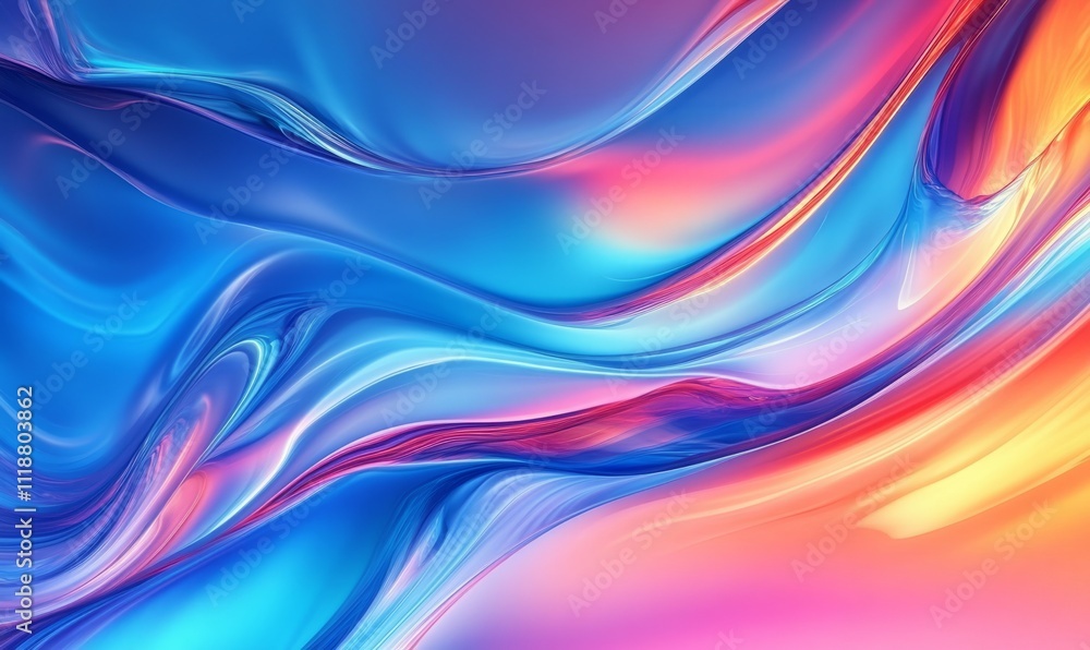 Poster gradient blue abstract background with smooth waves and subtle textures, futuristic and professional
