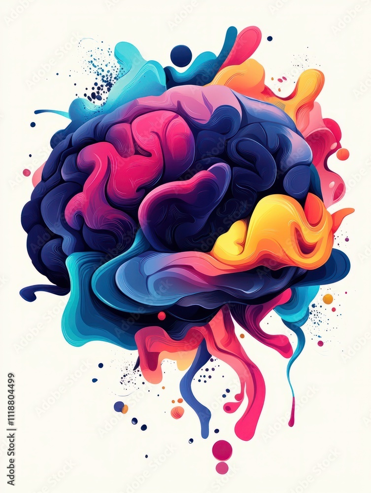Poster brain activity abstract concept vector illustration set. thinking and imagination, problem solving, 