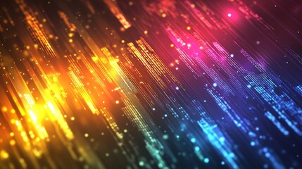 Obraz premium Abstract vibrant digital streaks, glowing lines, and particles background.