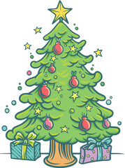 Art & Illustration drawing doodle pine tree christmas playful vector