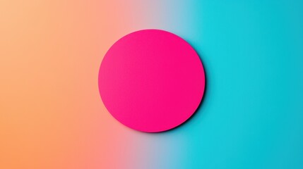 Vibrant Pink Circle on Gradient Orange and Blue Background Design