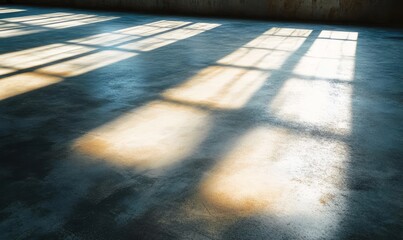 Fototapeta premium Light and Shadow Play on Concrete Floor in Industrial Space