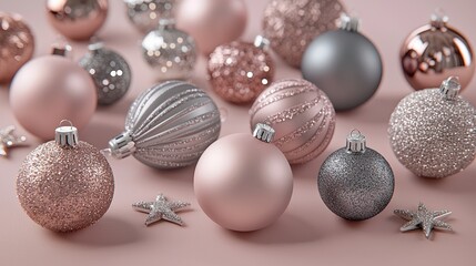 Close-up view of decorative christmas ornaments for festive home decor this holiday season
