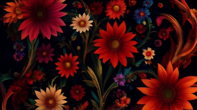  Floral abstracion,Loopable Morphing Animation,