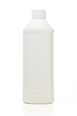 Bottle of white liquid on a plain background, emphasizing simplicity and minimalism in design