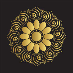 Golden Mandala on black background