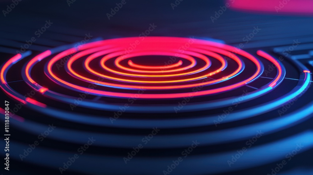 Poster vibrant circular light patterns in a dark background setting
