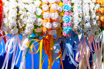 hair wreaths for sale at a historical reenactment party market