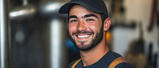 Happy Craftsman Smiling, Portrait of a Male Artisan in Workshop